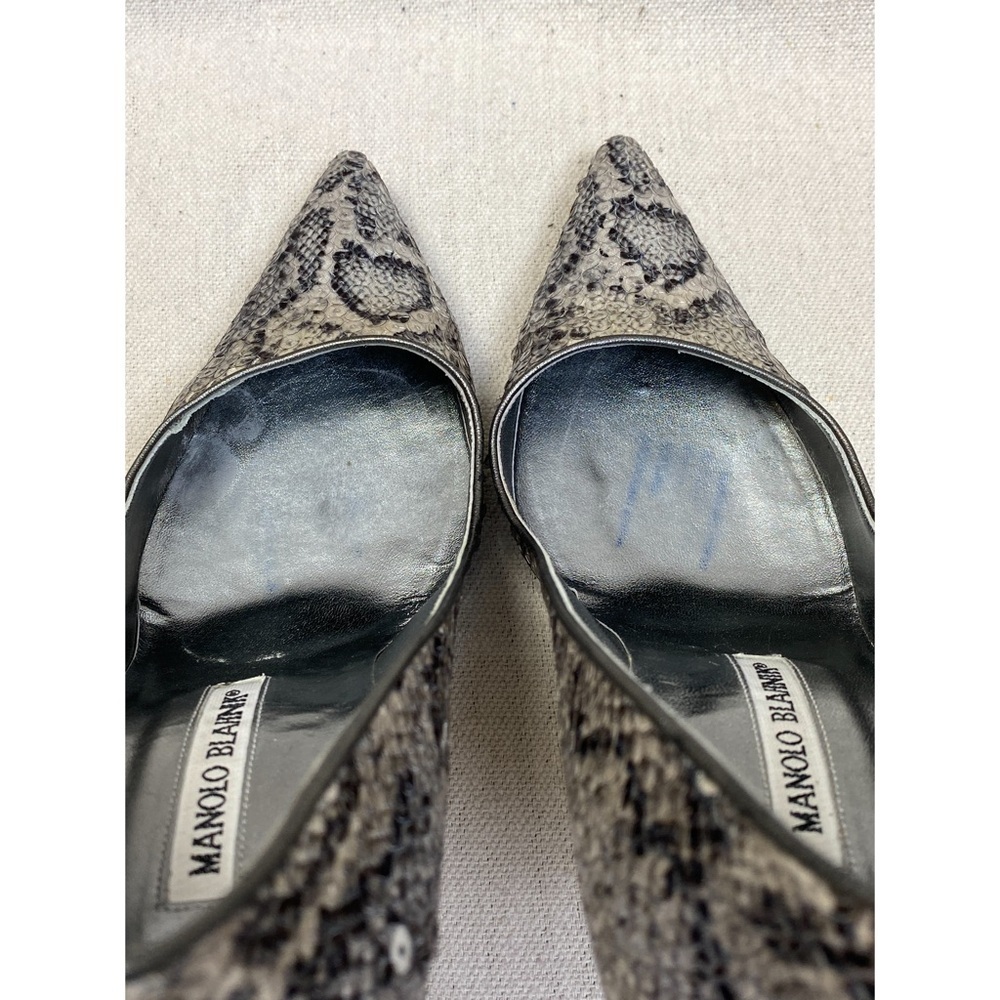 Manolo Blahnik Snake Print Sequin Pointy Toe Pump… - image 5
